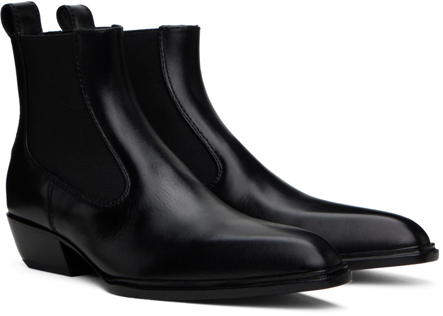 【関税込み】Alexander Wang ブラック Boot-Leg トラウザーズ throttle 95mm knee-high boot in leather in BLACK