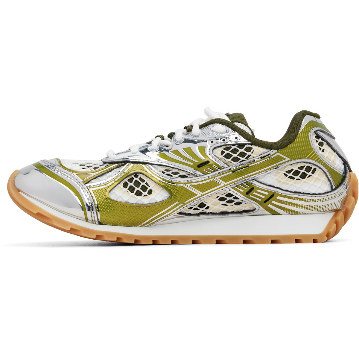Bottega Veneta Green & Silver Orbit Sneakers