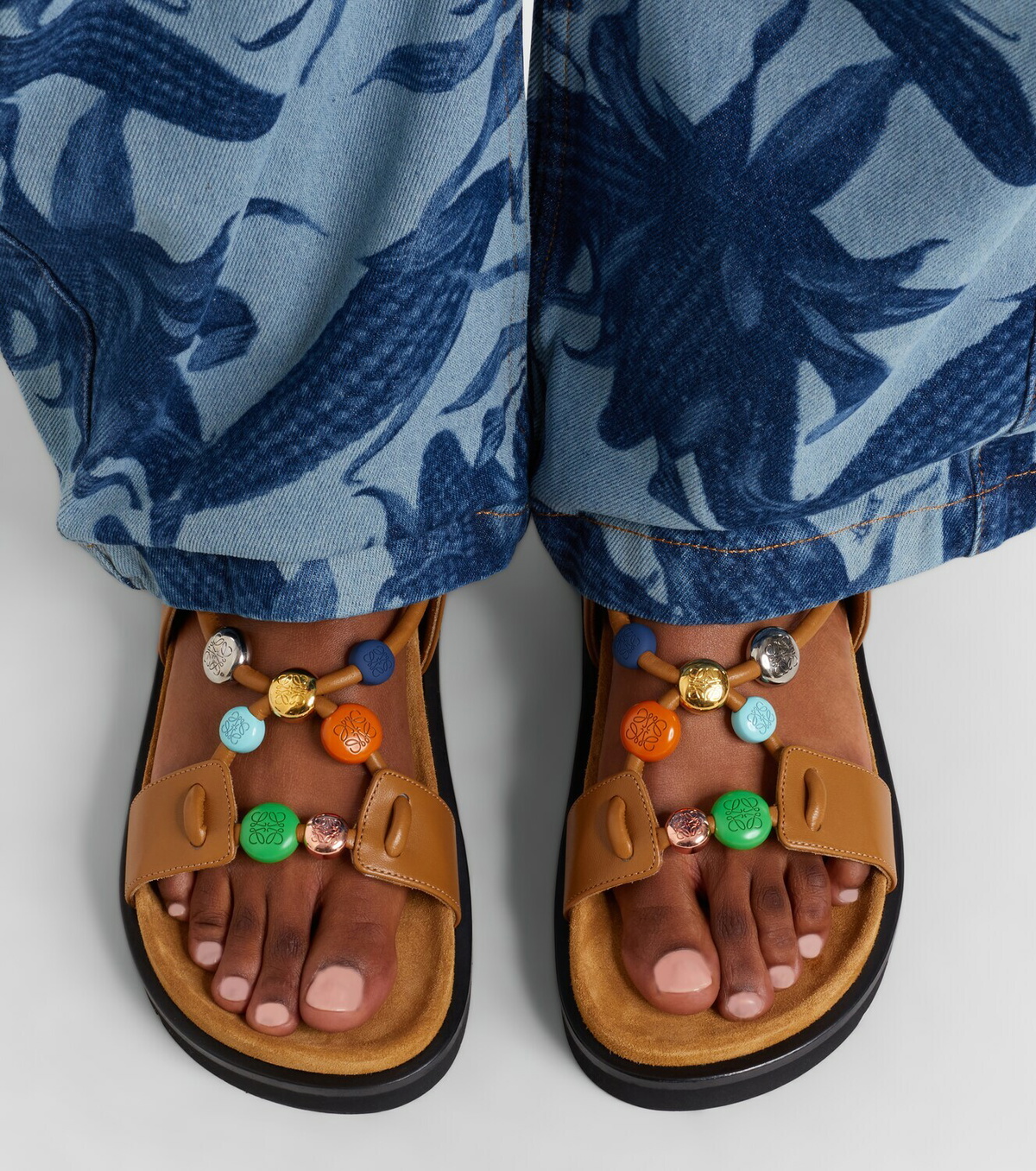 Loewe Paula's Ibiza Pebble Beads leather sandals