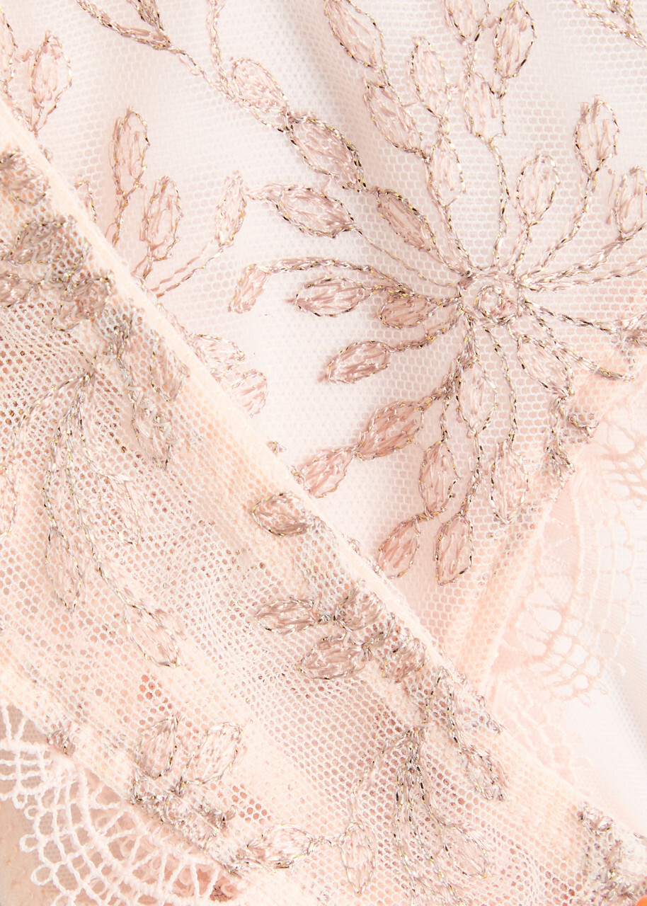 Simone PÉRÈLE Singuliere Embroidered Tulle Thong Light Pink