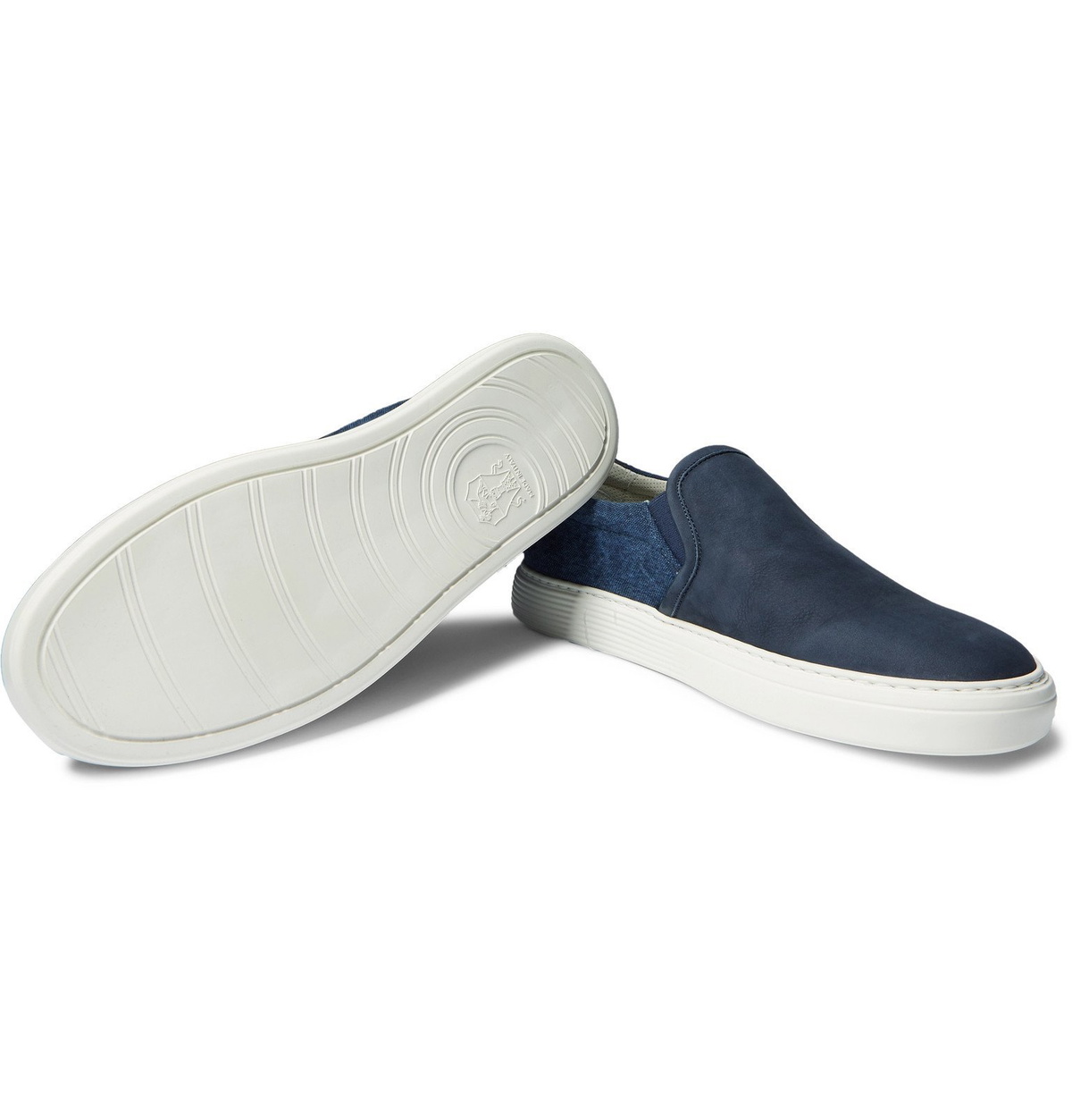 Brunello Cucinelli - Nubuck and Canvas Slip-On Sneakers  display picture 1