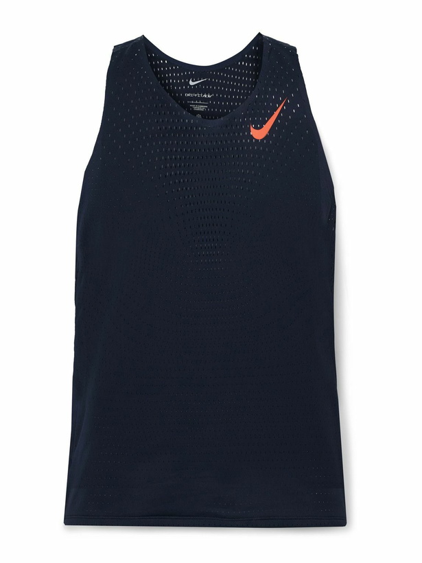 Photo: NIKE RUNNING - AeroSwift Slim-Fit Perforated Dri-FIT ADV Tank Top - Blue