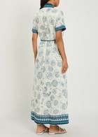 Alemais Lucky Printed Linen Midi Shirt Dress Ivory