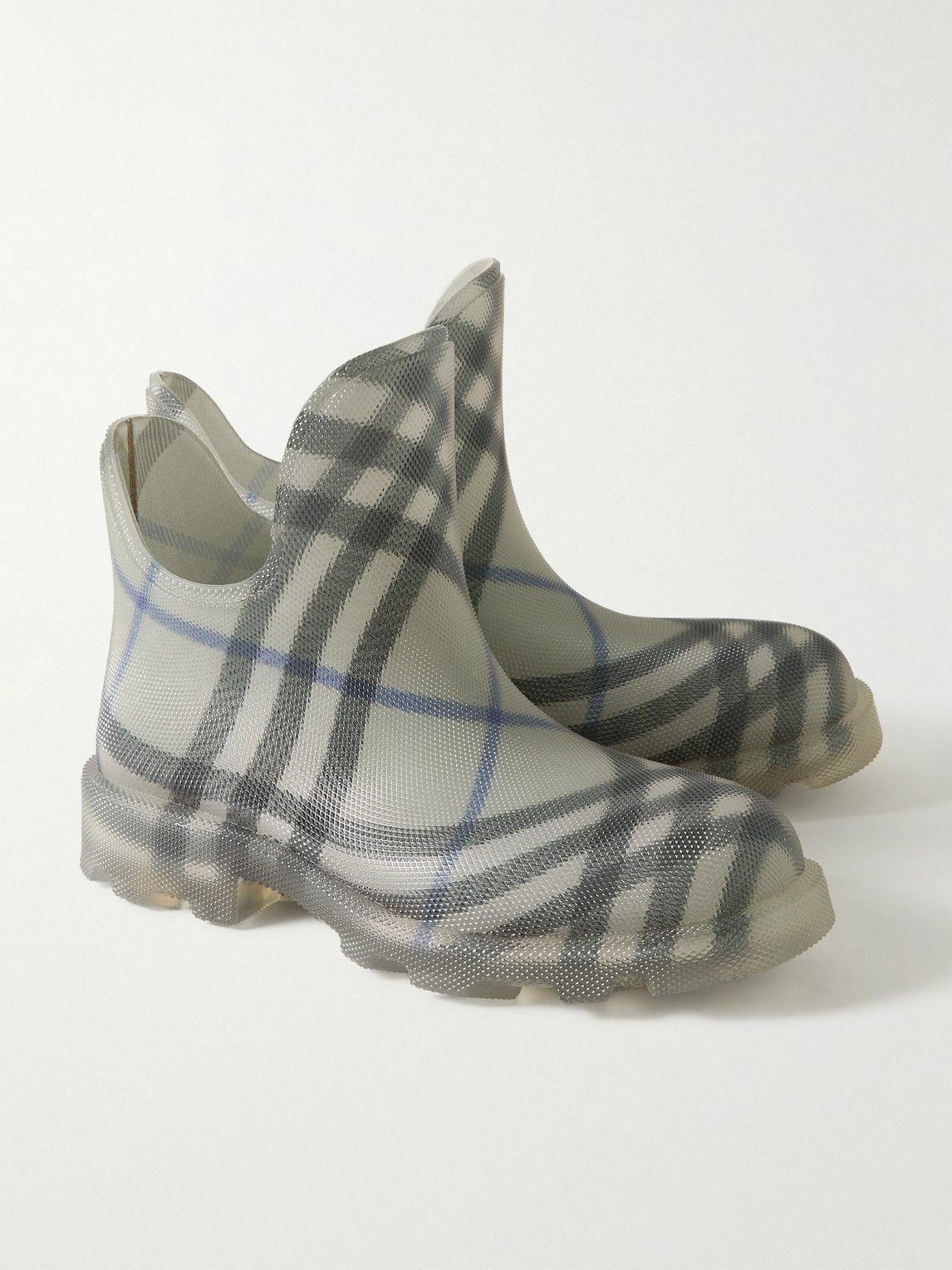 Burberry - Checked Rubber Ankle Boots - Gray