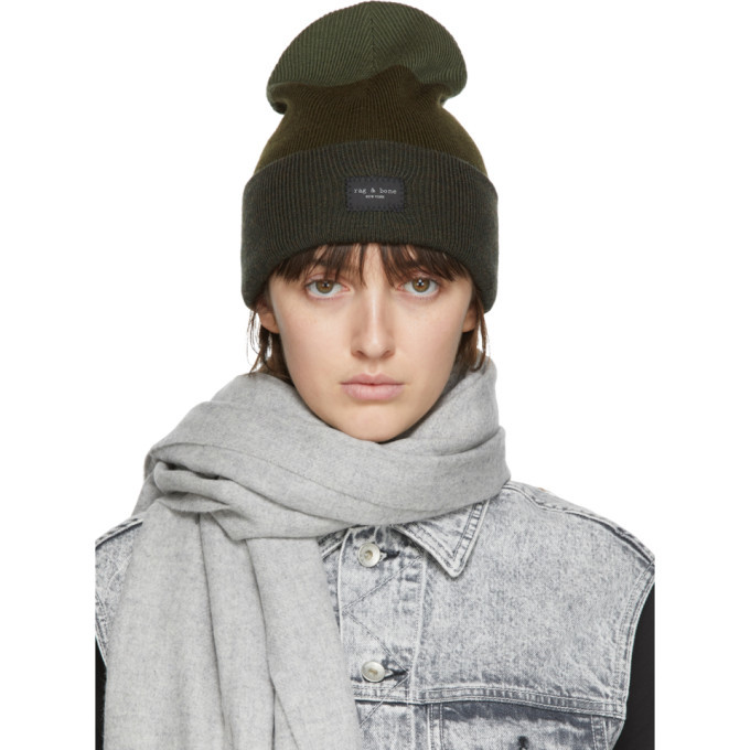 rag and bone Khaki Wool Addison Beanie Rag and Bone