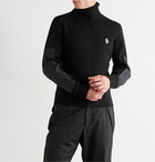 Moncler Grenoble - Logo-Appliquéd Padded Shell-Trimmed Ribbed Wool-Blend Roll-Neck Sweater - Black