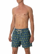MC2 Saint Barth Man Lightweight Fabric Swim-shorts Lighting Micro Fantasy With Watches Print