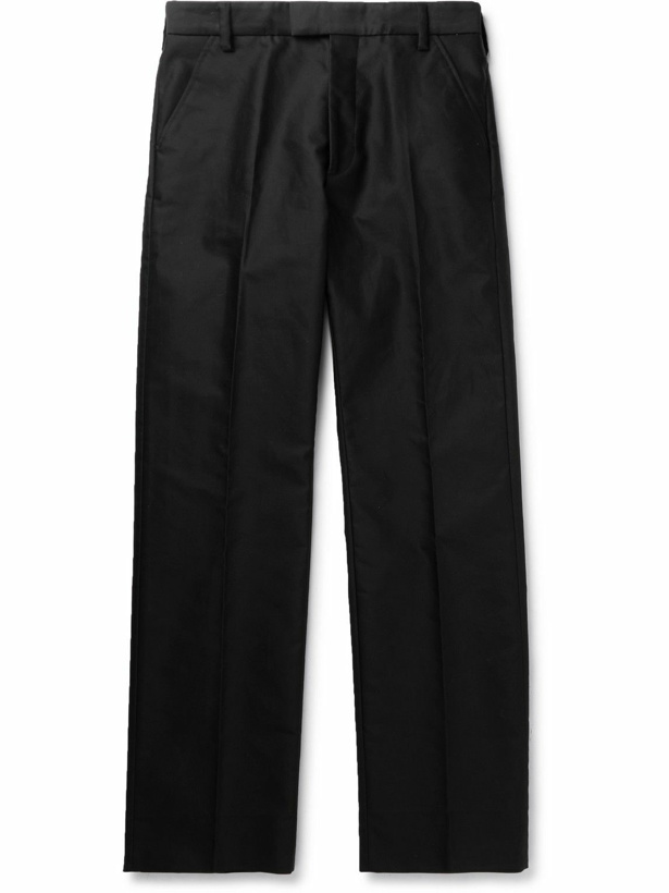 Photo: Alexander McQueen - Slim-Fit Tapered Pleated Cotton-Satin Trousers - Black