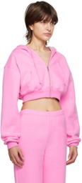 Danielle Guizio Pink Cropped Hoodie