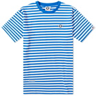 Men's AAPE Now Stripe Badge T-Shirt in Blue/White