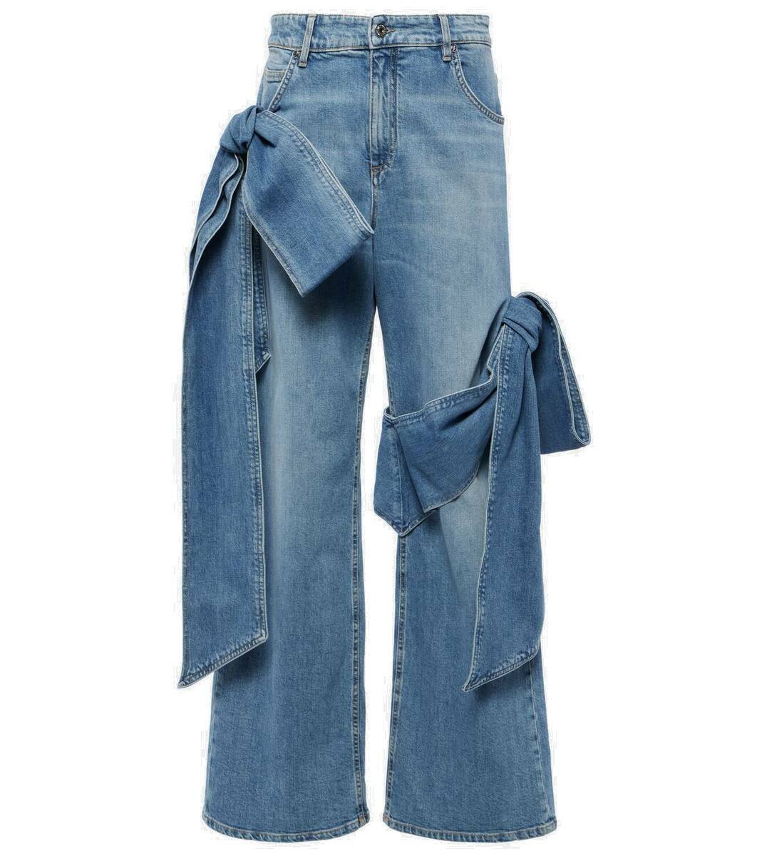 セール！MISS Blumarine Jeans  レザーJK 未使用 Blumarine High-rise bow-detail straight jeans Blumarine
