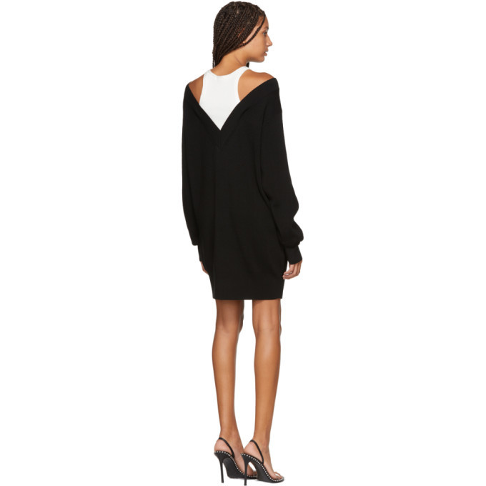 alexander wang knit dress Alexander Wang Pierced Wool & Angora Blend Rugby Dress In Black