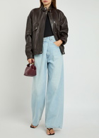 Rag & Bone Aria Panelled Leather Bomber Jacket Brown