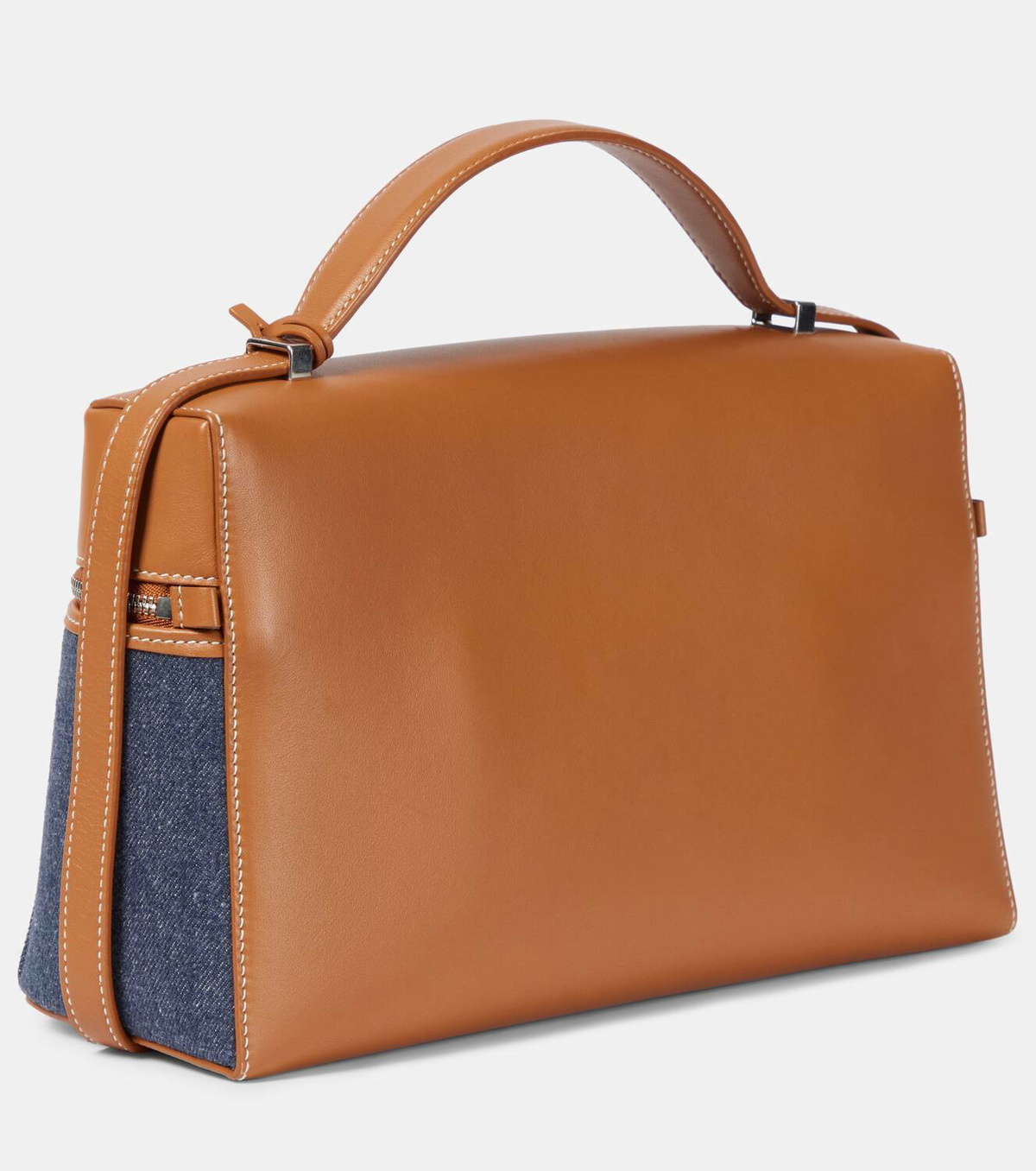 Loro Piana Leather-trimmed denim shoulder bag