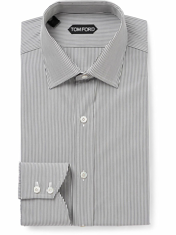 Photo: TOM FORD - Striped Cotton-Poplin Shirt - White