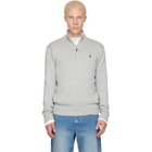 Polo Ralph Lauren Gray Knit Embroidered Logo Track Jacket