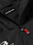 Balenciaga - Oversized Logo-Appliquéd Embroidered Shell Hooded Jacket - Black