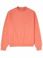 FEAR OF GOD ESSENTIALS - Logo-Flocked Cotton-Blend Jersey Sweatshirt - Orange