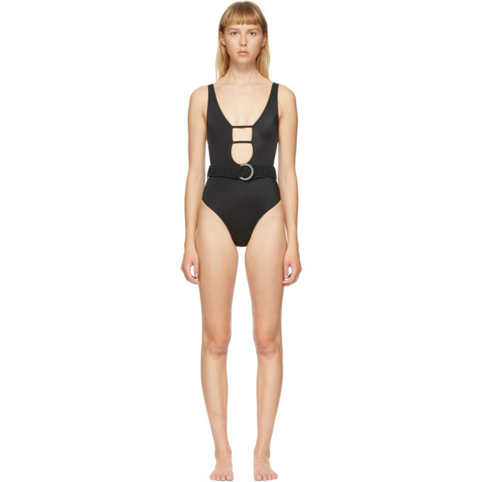 Solid and Striped Black The Beatrice One Piece Swimsuit Solid and