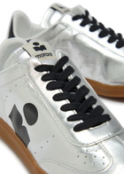 Isabel Marant Kaycee Logo Metallic Leather Sneakers Silver