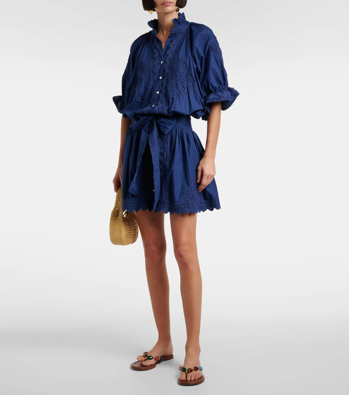 Juliet Dunn Embroidered cotton poplin minidress Juliet Dunn