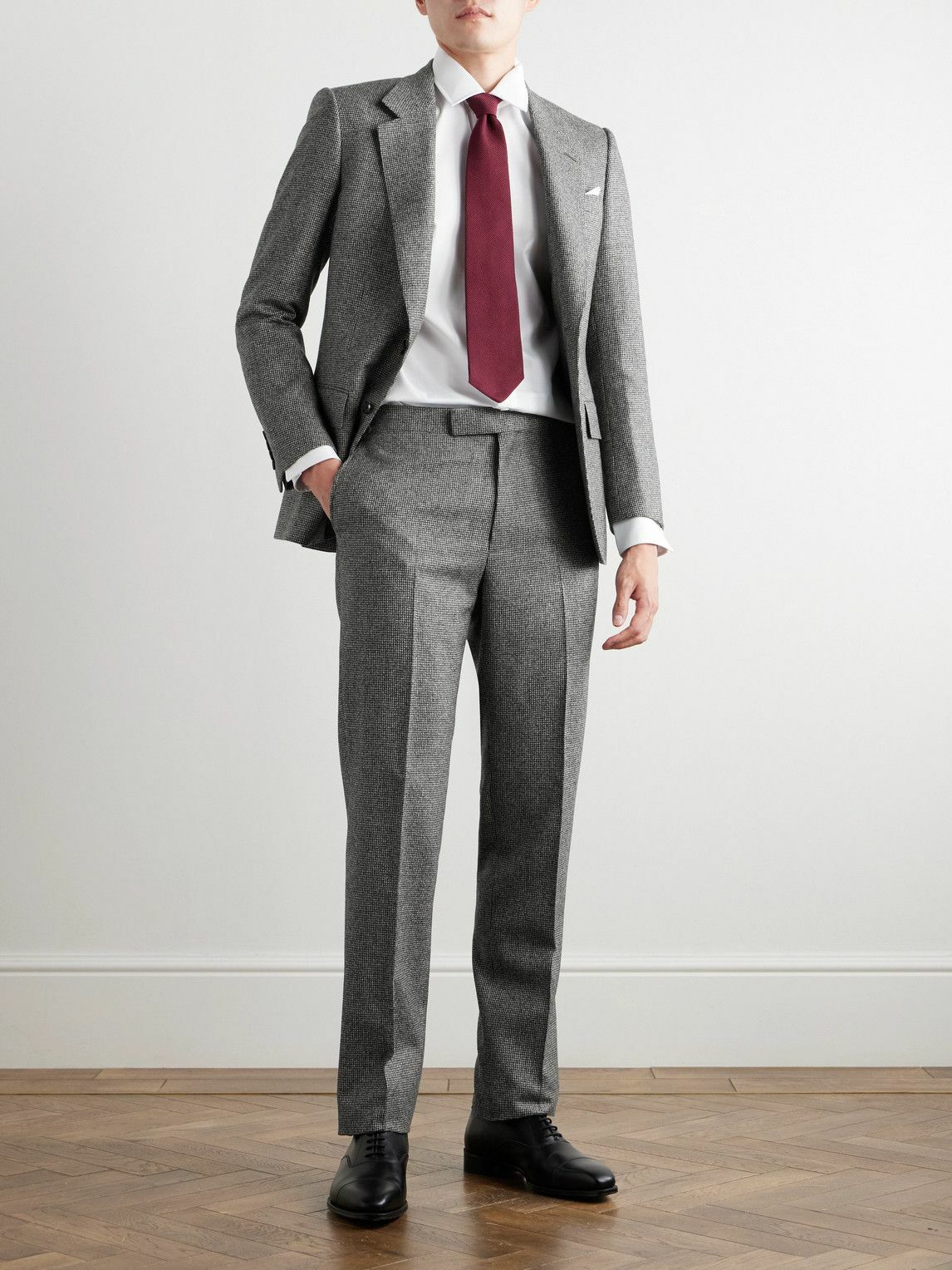 Kingsman - Slim-Fit Straight-Leg Houndstooth Wool Suit Trousers - Gray