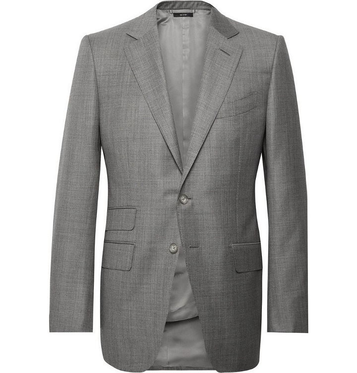 Photo: TOM FORD - Grey O'Connor Slim-Fit Super 110s Wool-Sharkskin Suit Jacket - Gray