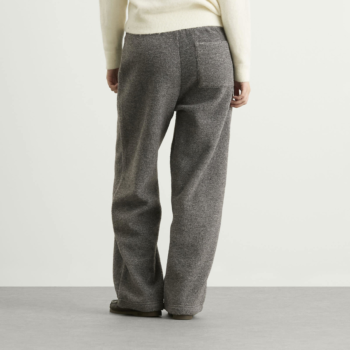 DUNST Women's Boucle Wide Leg Sweatpants in Melange Grey