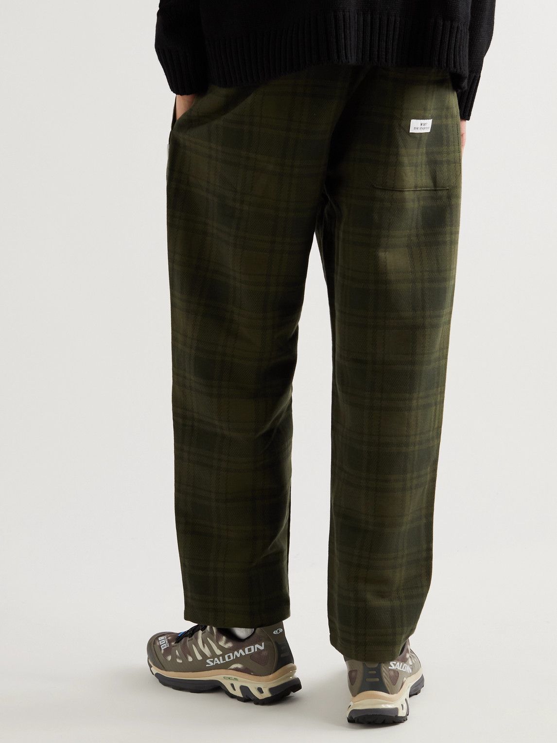 WTAPS - Seagull Tapered Cropped Checked Cotton-Dobby Drawstring