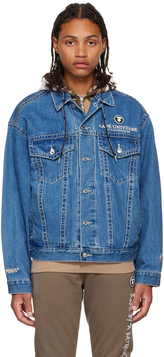 AAPE by A Bathing Ape Blue Oversized Denim Jacket AAPE by A