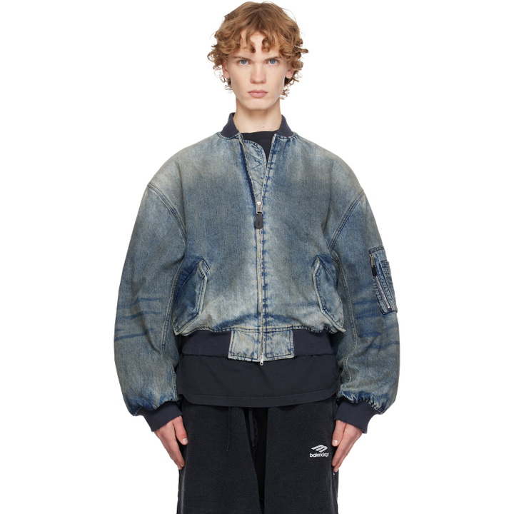 Photo: Balenciaga Blue Standard Denim Bomber Jacket