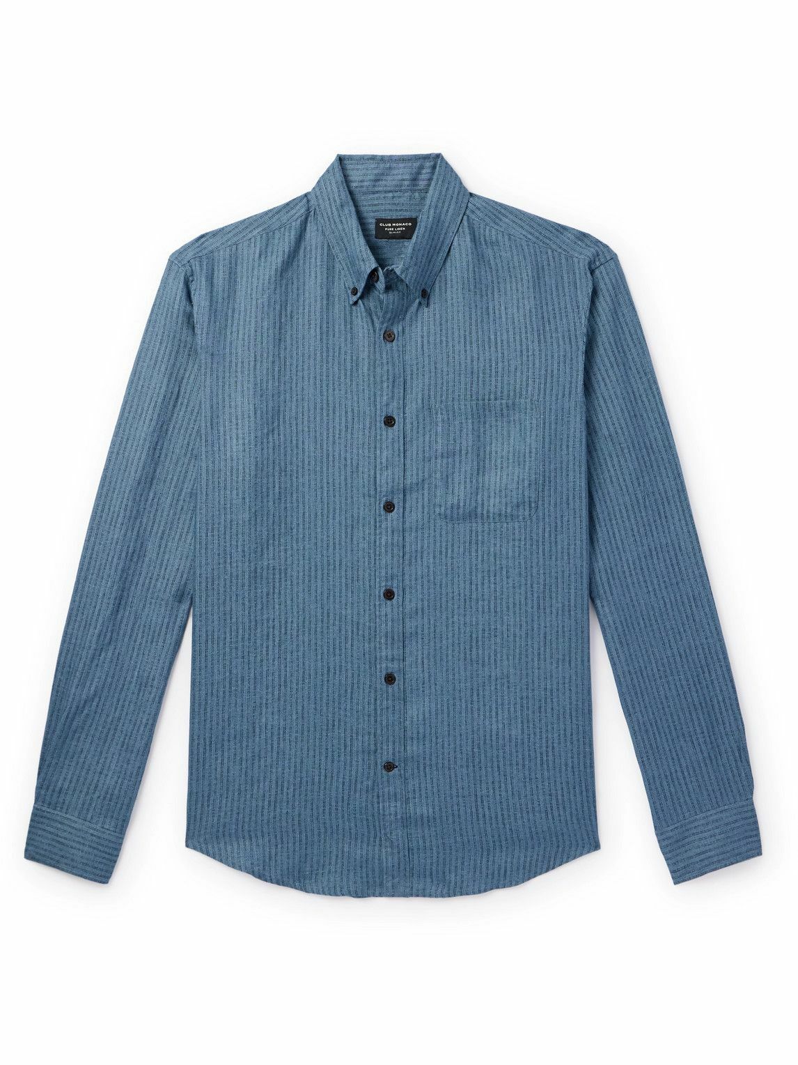 sachin and babi light blue dress Club Monaco - Slim-Fit Button-Down Collar Striped Linen Shirt