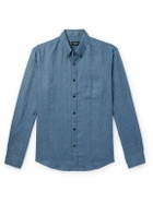 Club Monaco - Slim-Fit Button-Down Collar Striped Linen Shirt - Blue