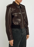Frame The Aviator Quilted Leather Jacket Dark Brown