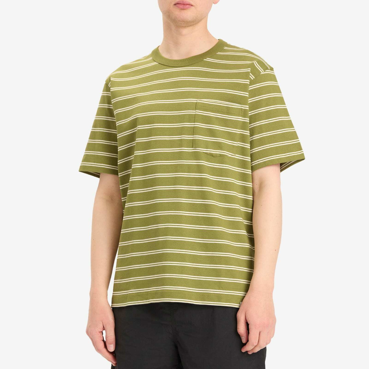 Norse Projects Men's Holger Sailor Stripe Pocket T-Shirt in Moss Green