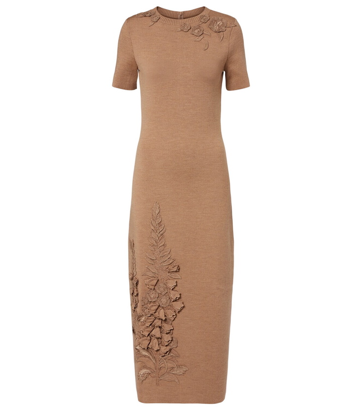 Photo: Oscar de la Renta Foxgloves wool-blend midi dress