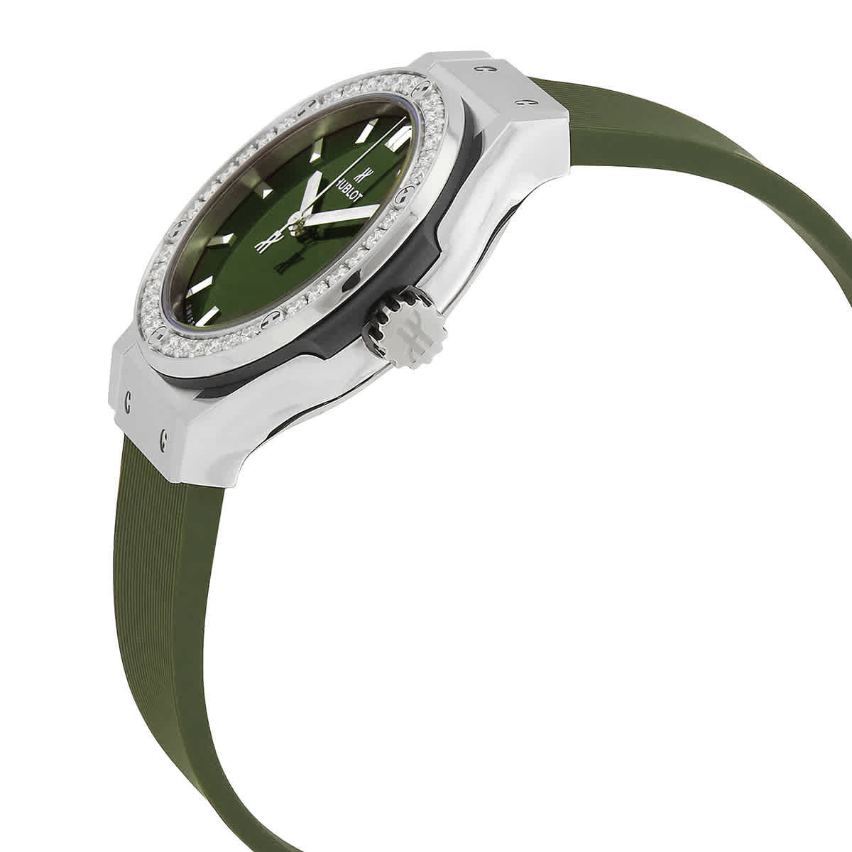 Hublot Classic Fusion Quartz Diamond Green Dial Ladies Watch 581.NX.8970.RX.1104