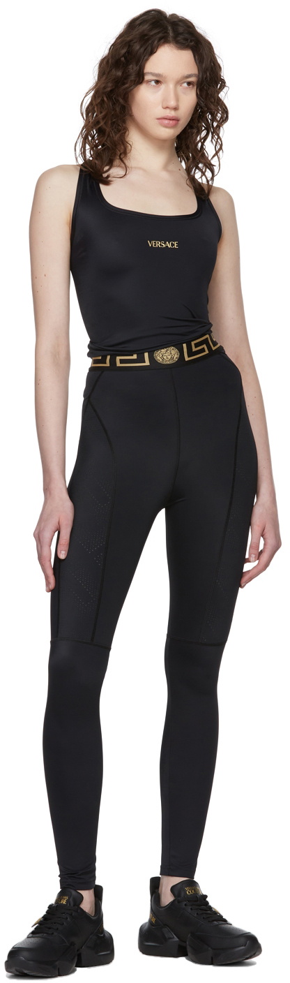 Black & Gold Barocco Leggings by Versace Underwear on Sale