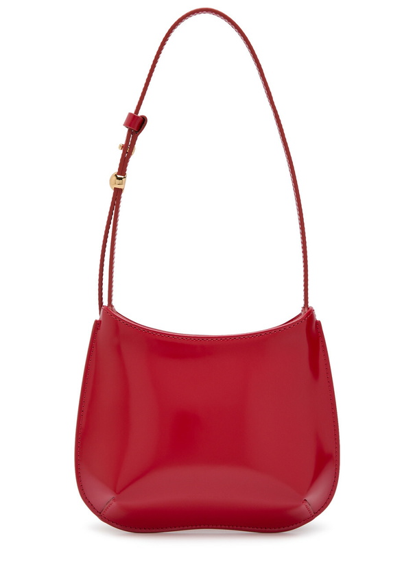 Photo: Jacquemus Le Petit Bisou Glossed Leather Shoulder bag - Red - One Size