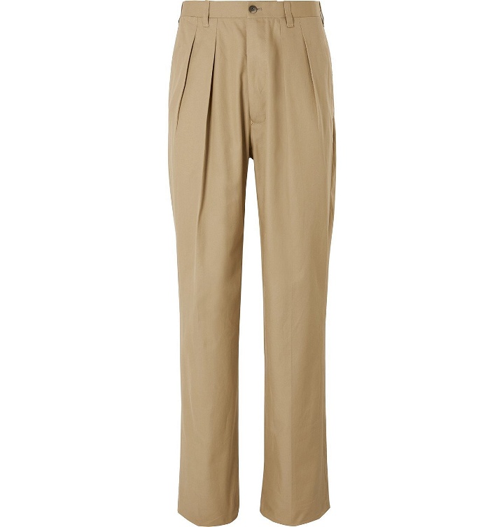 Photo: Giuliva Heritage - Umberto Pleated Cotton-Twill Trousers - Neutrals