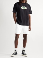 FRIENDS WITH ANIMALS - Straight-Leg Logo-Embroidered Cotton-Jersey Shorts - White