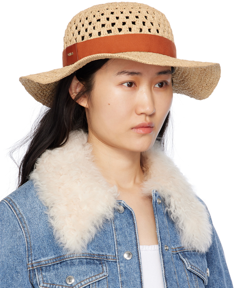 CHLOE  Beige Crocheted Raphia hat. NWT CHLOÉ Sunset embroidered striped raffia hat | NET-A-PORTER main image 2