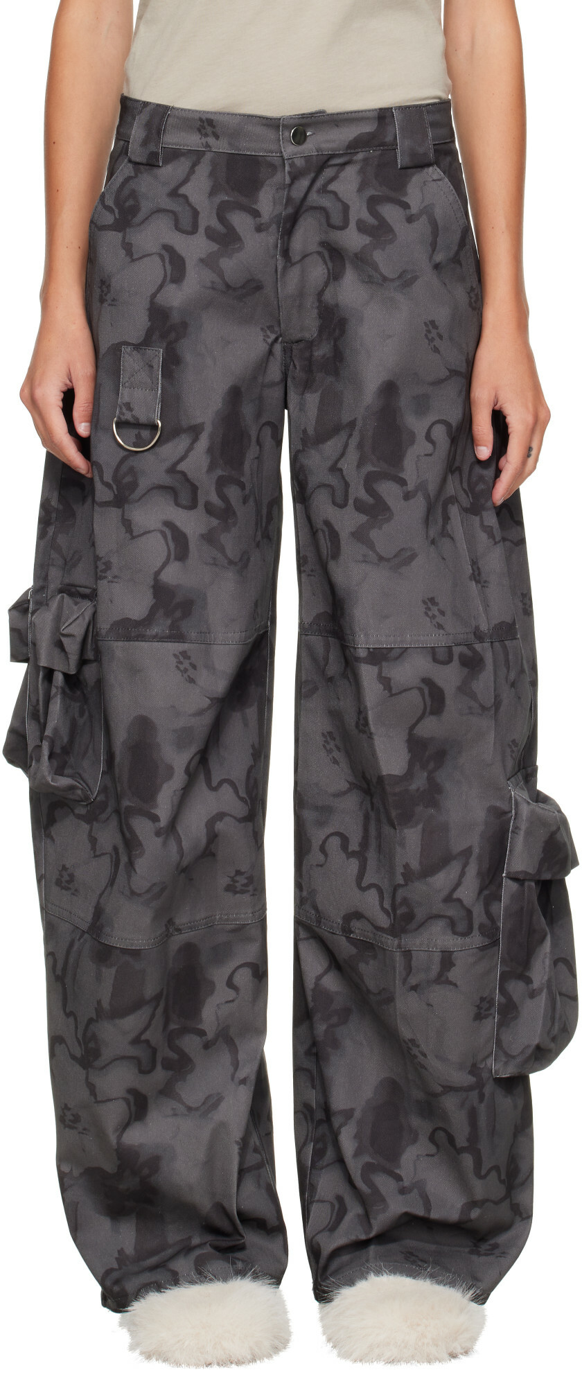 Collina Strada Gray & Black Lawn Cargo Pants
