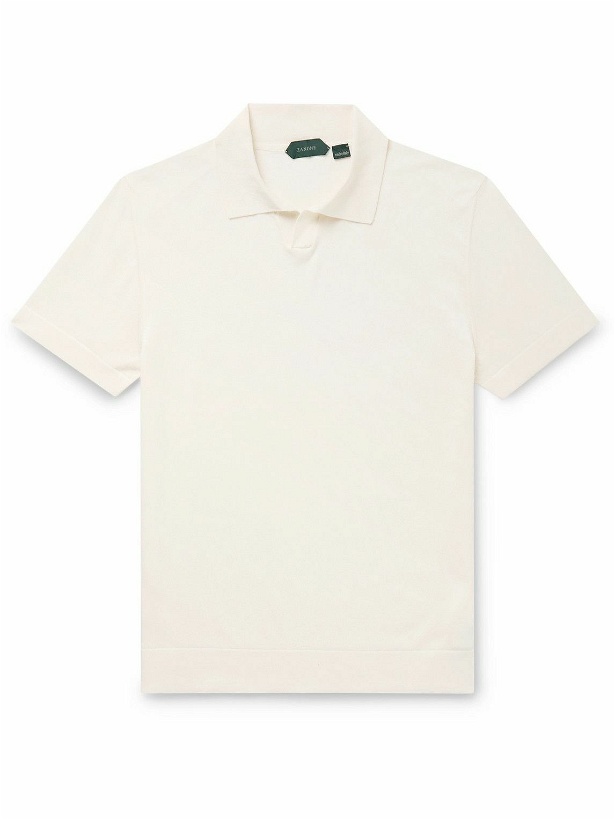 Photo: Incotex - Zanone Slim-Fit Cotton and Silk-Blend Polo Shirt - White
