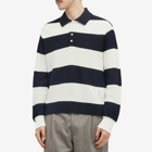 Thom Browne Men's Rugby Stripe Knitted Polo Shirt in Navy