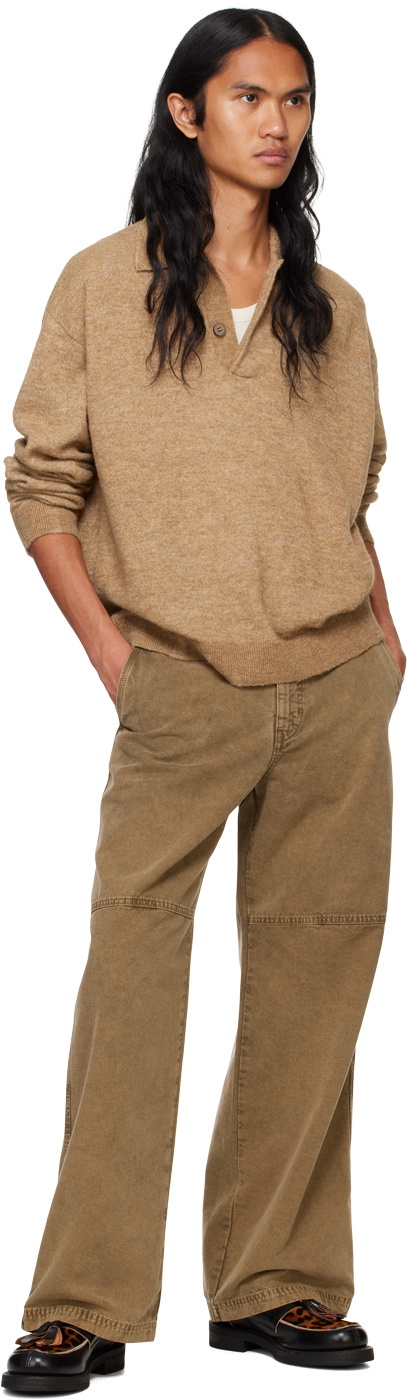 HOPE Beige Preppy Polo Sweater