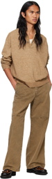 HOPE Beige Preppy Polo Sweater