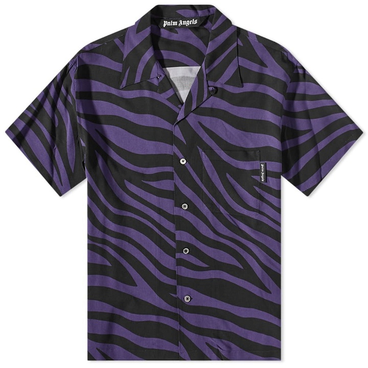 Photo: Palm Angels Men's Zebra Print Vacation Shirt in Purple