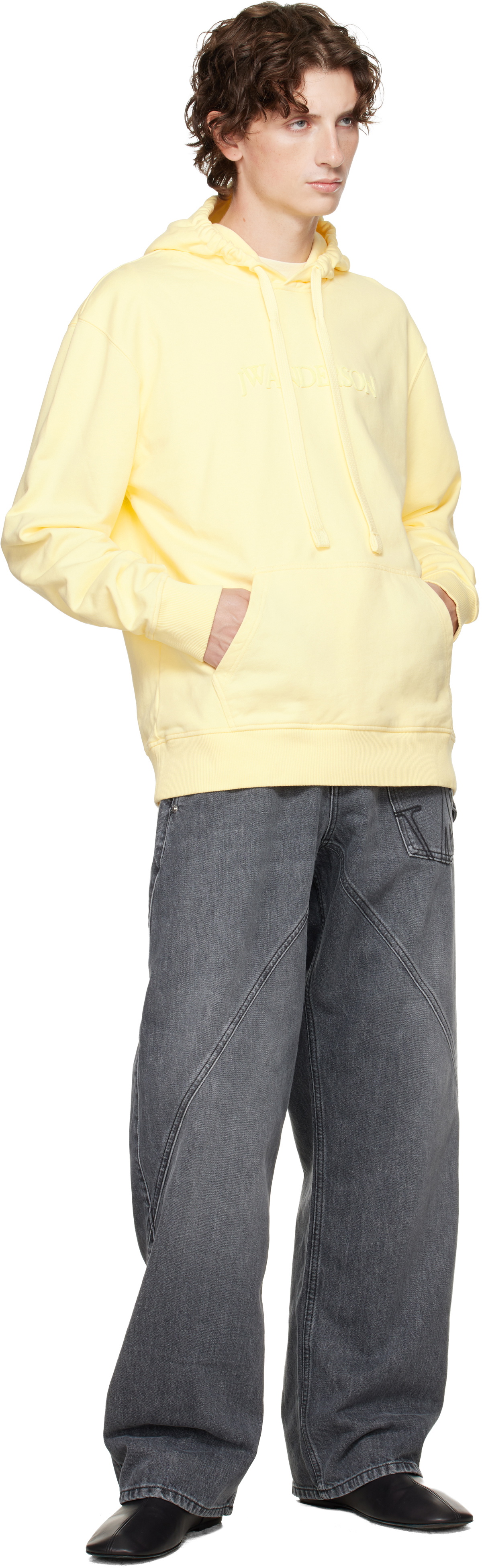 JW Anderson Yellow Logo Embroidery Hoodie