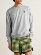 adidas Originals - Wales Bonner Logo-Flocked Cotton-Blend Jersey Sweatshirt - Gray